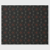 Kaleidoscoop Design Black Red Floral Pattern Cadeaupapier (Vlak)