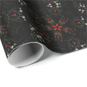 Kaleidoscoop Design Black Red Floral Pattern Cadeaupapier (Rol Hoek)