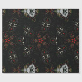 Kaleidoscoop Design Black Red Floral Pattern Cadeaupapier (Vlak)