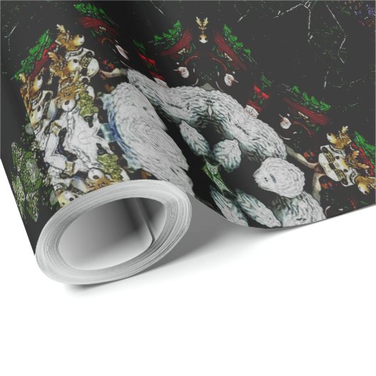 Kaleidoscoop Design Black Red Floral Pattern Cadeaupapier (Rol Hoek)