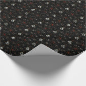 Kaleidoscoop Design Black Red Floral Pattern Cadeaupapier (Hoek)