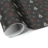 Kaleidoscoop Design Black Red Floral Pattern Cadeaupapier (Rol Hoek)