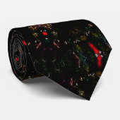Kaleidoscoop Design Black Red Floral Pattern Stropdas (Opgerold)