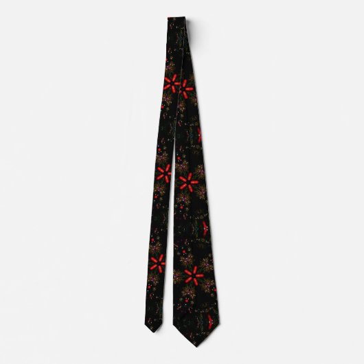 Kaleidoscoop Design Black Red Floral Pattern Stropdas (Achterkant)