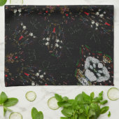 Kaleidoscoop Design Black Red Floral Pattern Theedoek (Gevouwen)