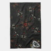 Kaleidoscoop Design Black Red Floral Pattern Theedoek (Verticaal)