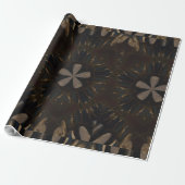 Kaleidoscoop Design Dark Brown Rustic Art Cadeaupapier (Uitgerold)