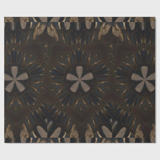 Kaleidoscoop Design Dark Brown Rustic Art Cadeaupapier (Vlak)