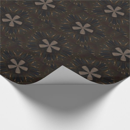 Kaleidoscoop Design Dark Brown Rustic Art Cadeaupapier (Hoek)