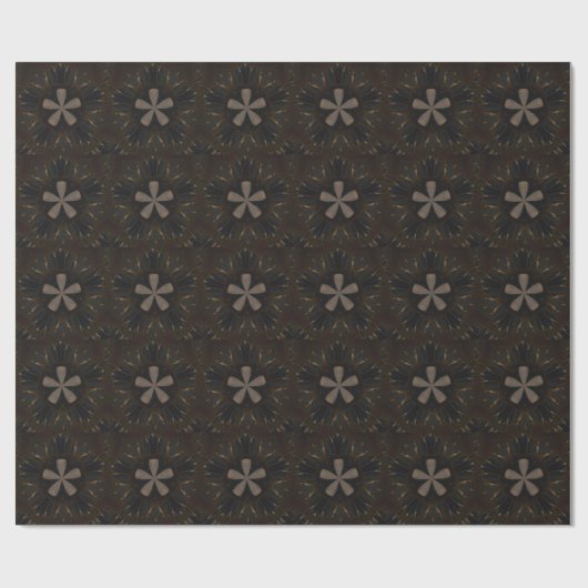 Kaleidoscoop Design Dark Brown Rustic Art Cadeaupapier (Vlak)