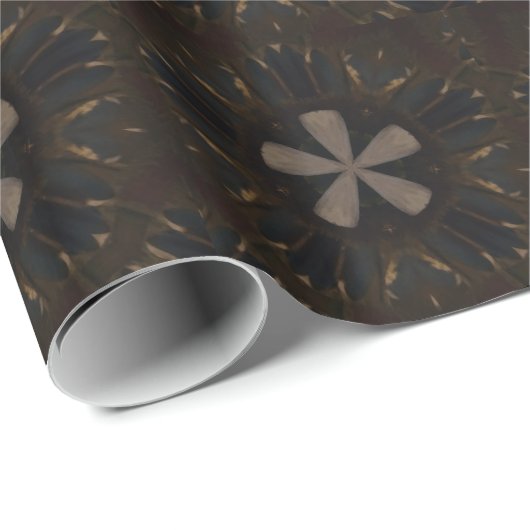 Kaleidoscoop Design Dark Brown Rustic Art Cadeaupapier (Rol Hoek)