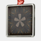 Kaleidoscoop Design Dark Brown Rustic Art Metalen Ornament (Links)