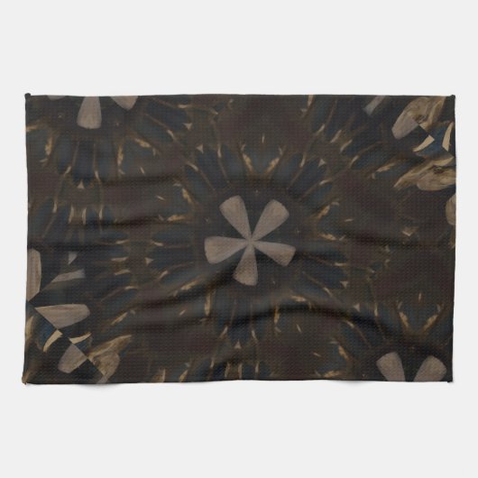 Kaleidoscoop Design Dark Brown Rustic Art Theedoek (Horizontaal)
