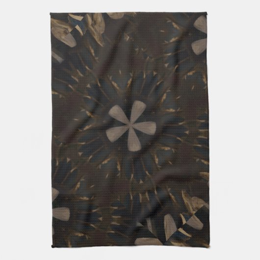 Kaleidoscoop Design Dark Brown Rustic Art Theedoek (Verticaal)