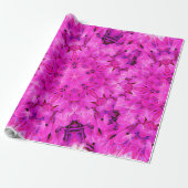 Kaleidoscoop Design Hot Pink Floral Art Cadeaupapier (Uitgerold)