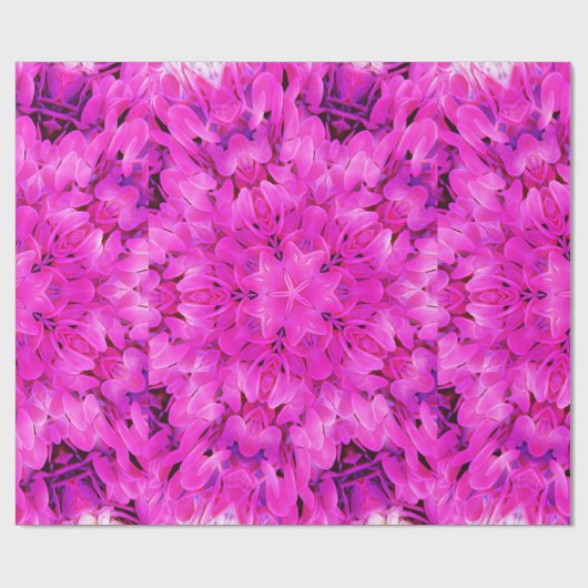 Kaleidoscoop Design Hot Pink Floral Art Cadeaupapier (Vlak)
