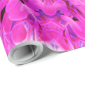 Kaleidoscoop Design Hot Pink Floral Art Cadeaupapier (Rol Hoek)