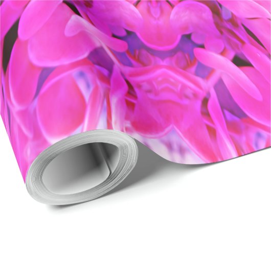 Kaleidoscoop Design Hot Pink Floral Art Cadeaupapier (Rol Hoek)