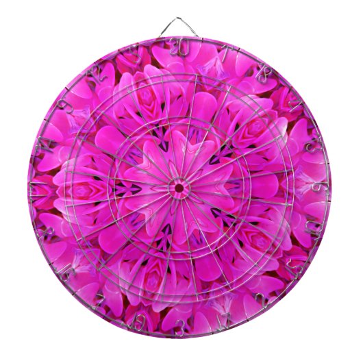 Kaleidoscoop Design Hot Pink Floral Art Dartbord (Voorkant)