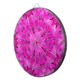 Kaleidoscoop Design Hot Pink Floral Art Dartbord (Voorkant Rechts)