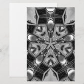 Kaleidoscoop donkergrijs Ster... Briefpapier (Voorkant / Achterkant)