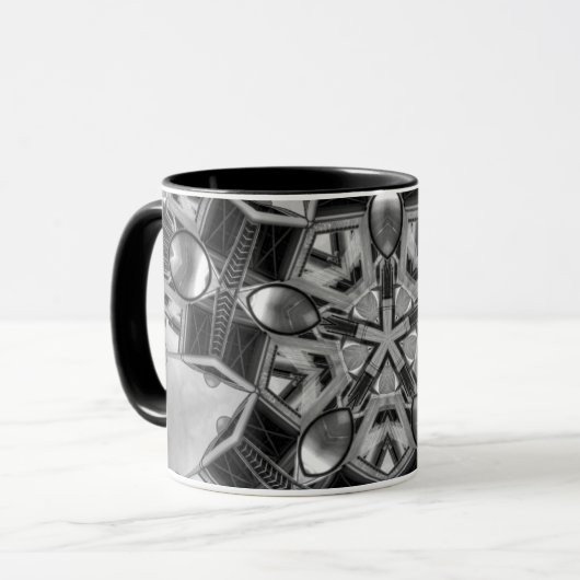 Kaleidoscoop donkergrijs Ster... Mok (Voorkant links)