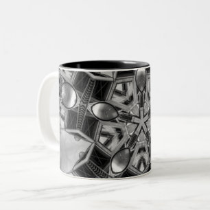Kaleidoscoop donkergrijze ster... tweekleurige koffiemok