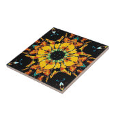 Kaleidoscoop Dromen: Een Abstracte Zonnebloem Tegeltje (Zijkant)