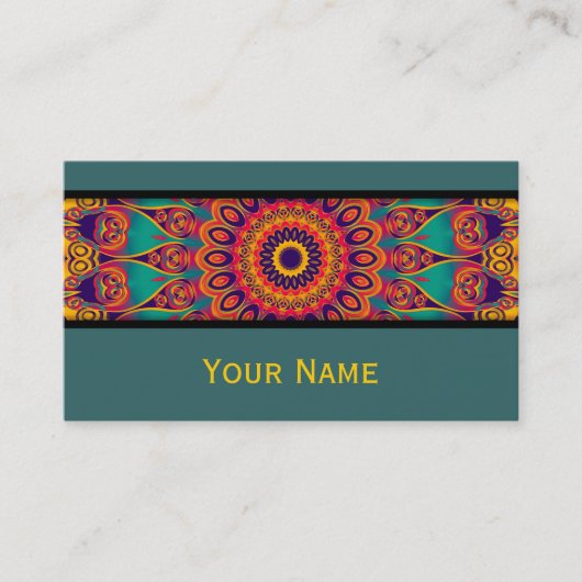 Kaleidoscoop Fractal - tattoo II + jouw tekst Visitekaartje (Voorkant)