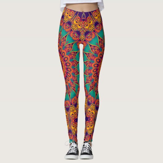 Kaleidoscoop Fractal - tattoo II + uw ideeën Leggings (Voorkant)