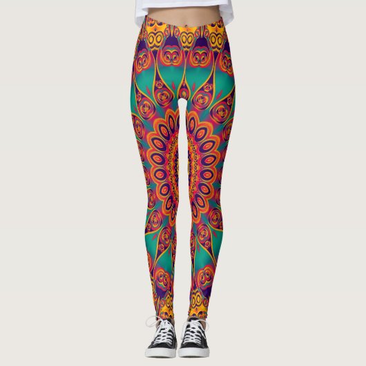 Kaleidoscoop Fractal - tattoo II + uw ideeën Leggings (Voorkant)