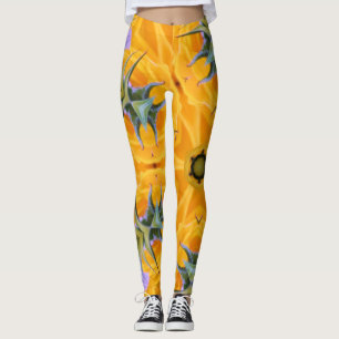 Kaleidoscoop Gele Zonnebloemblaadjes Leggings
