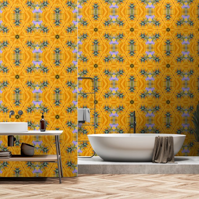 Kaleidoscoop Gele Zonneklepbladeren Behang (Badkamer)