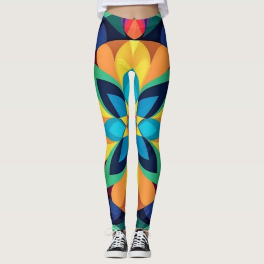 Kaleidoscoop Geometrisch Abstract Patroonontwerp Leggings (Voorkant)