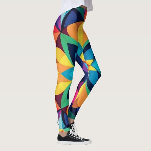 Kaleidoscoop Geometrisch Abstract Patroonontwerp Leggings (Rechts)