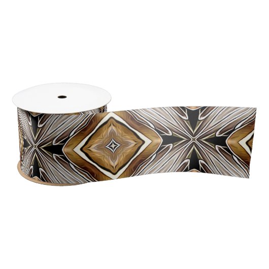 Kaleidoscoop Golden-Bronze Patroon Satijnen Lint (Spoel)