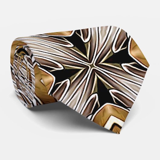 Kaleidoscoop Golden-Bronze Patroon Stropdas (Opgerold)