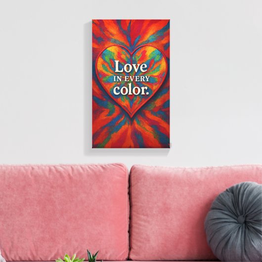 Kaleidoscoop Hart Canvas | Regenboog Abstracte Lie (Insitu (Woonkamer))