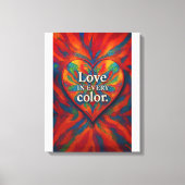 Kaleidoscoop Hart Canvas | Regenboog Abstracte Lie Afdruk (Voorkant)