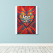 Kaleidoscoop Hart Canvas | Regenboog Abstracte Lie Afdruk (Insitu (Houten vloer))