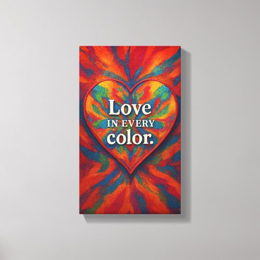 Kaleidoscoop Hart Canvas | Regenboog Abstracte Lie Afdruk (Voorkant)