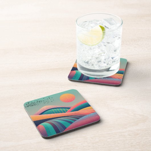 Kaleidoscoop heuvellandschap bier onderzetter (Rechterzijde)