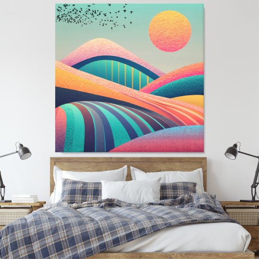 Kaleidoscoop heuvellandschap canvas afdruk (Insitu (Slaapkamer))