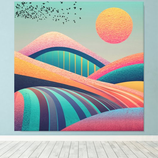 Kaleidoscoop heuvellandschap canvas afdruk (Insitu (Houten vloer))