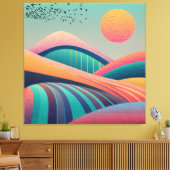 Kaleidoscoop heuvellandschap canvas afdruk (Insitu (Woonkamer))