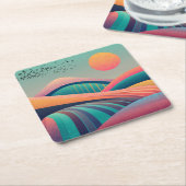 Kaleidoscoop heuvellandschap kartonnen onderzetters (Schuin)