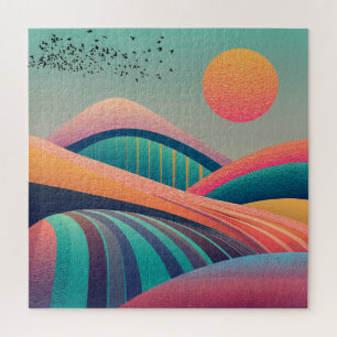 Kaleidoscoop heuvellandschap legpuzzel