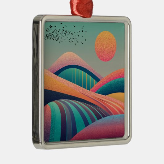 Kaleidoscoop heuvellandschap metalen ornament (Rechts)