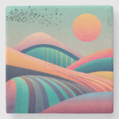 Kaleidoscoop heuvellandschap stenen onderzetter (Voorkant)