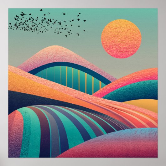 Kaleidoscoop Heuvels Landschap Poster (Voorkant)